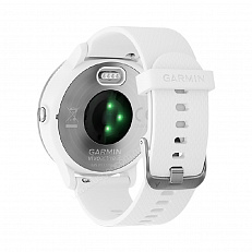 спортивные часы Garmin Vivoactive 3 серебристые с белым ремешком