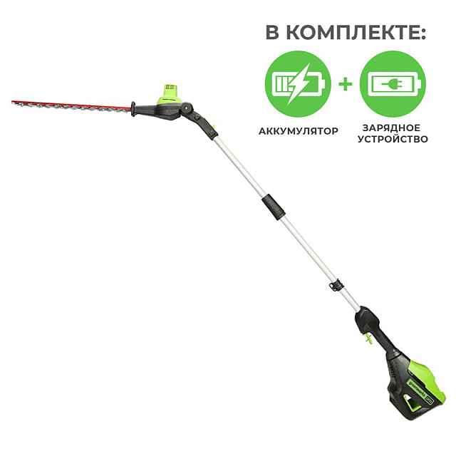 Greenworks GD60PHT61K8 60V, 51см, бесщеточный, с АКБ 8 А/ч и ЗУ