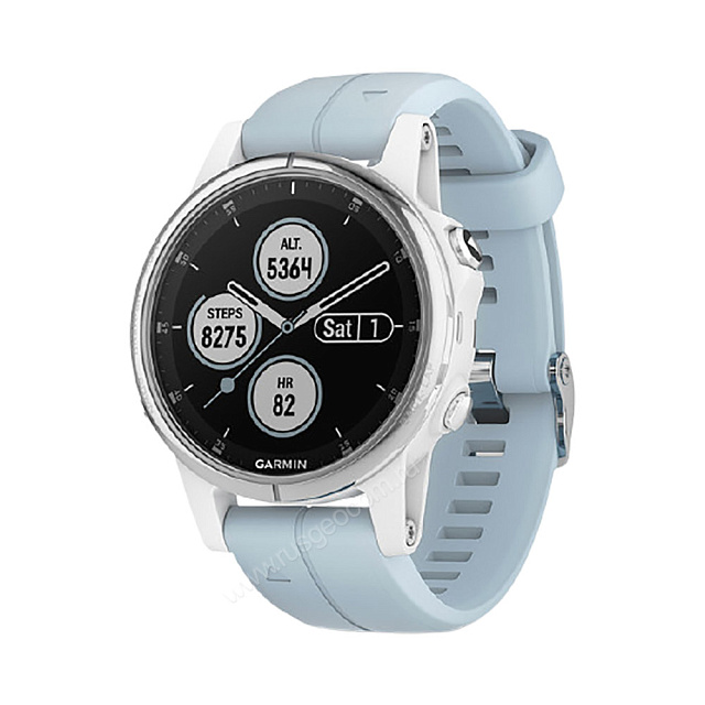 Смарт-часы Garmin Fenix 5S Plus белые с голубым ремешком